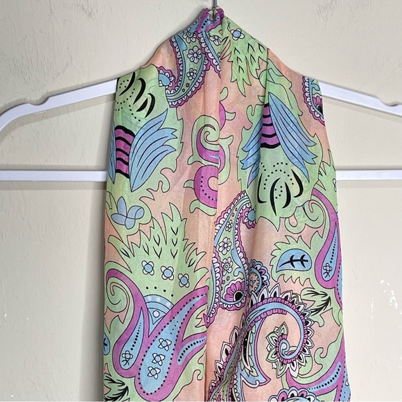 Lavello Chiffon Infinity Scarf Paisley Pastel Pink Lightweight Spring Summer - Picture 3 of 8